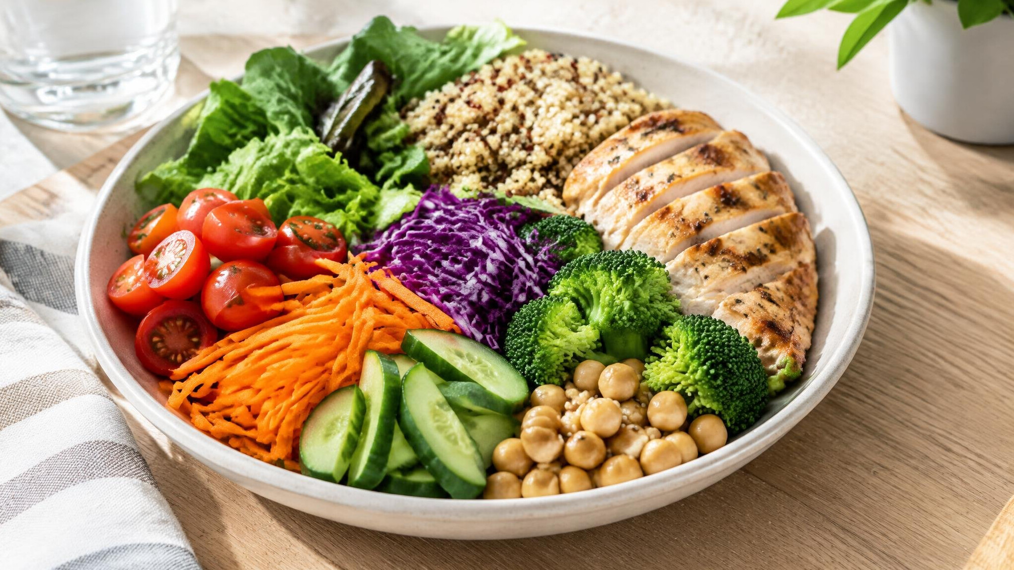 Healthy balanced meal prepared for employees