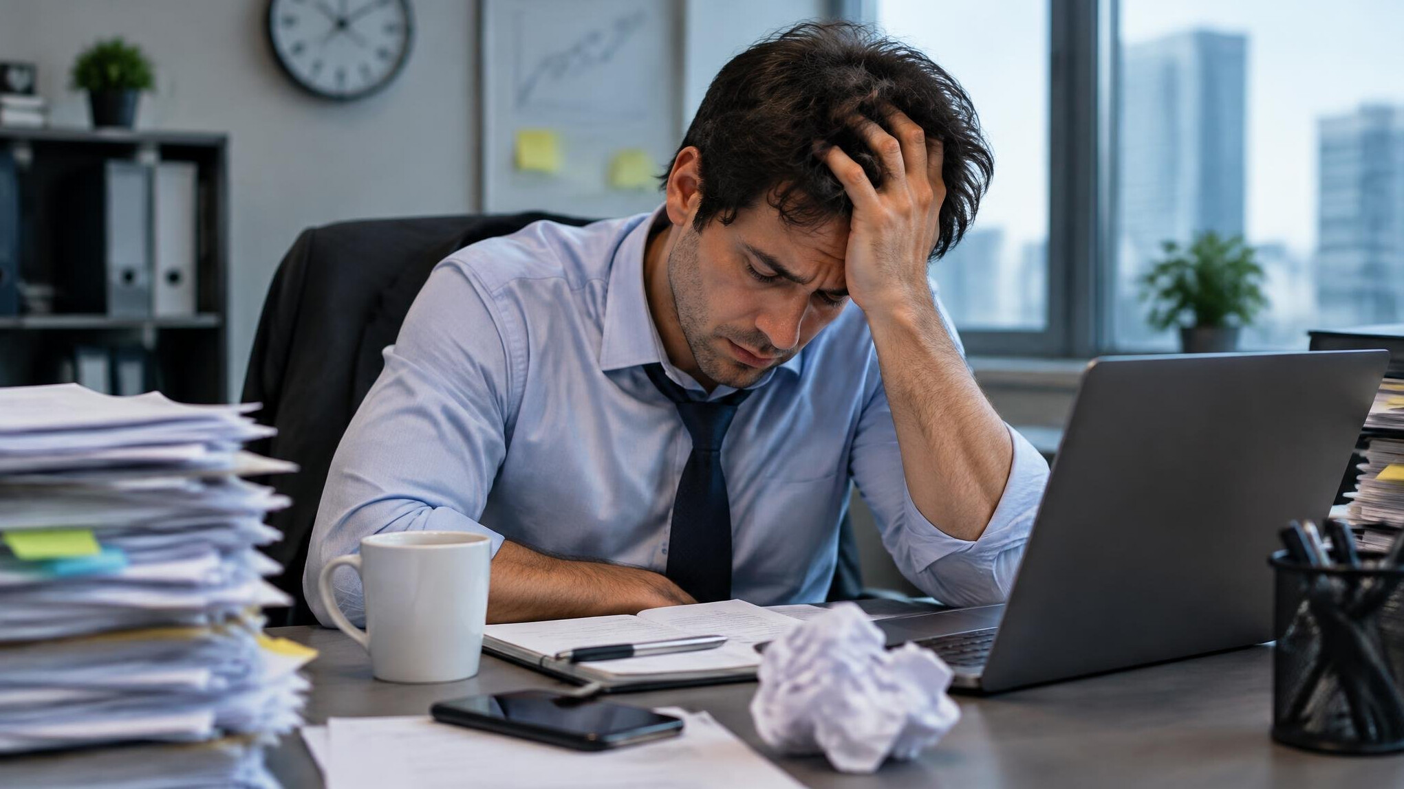 stressed employee at desk